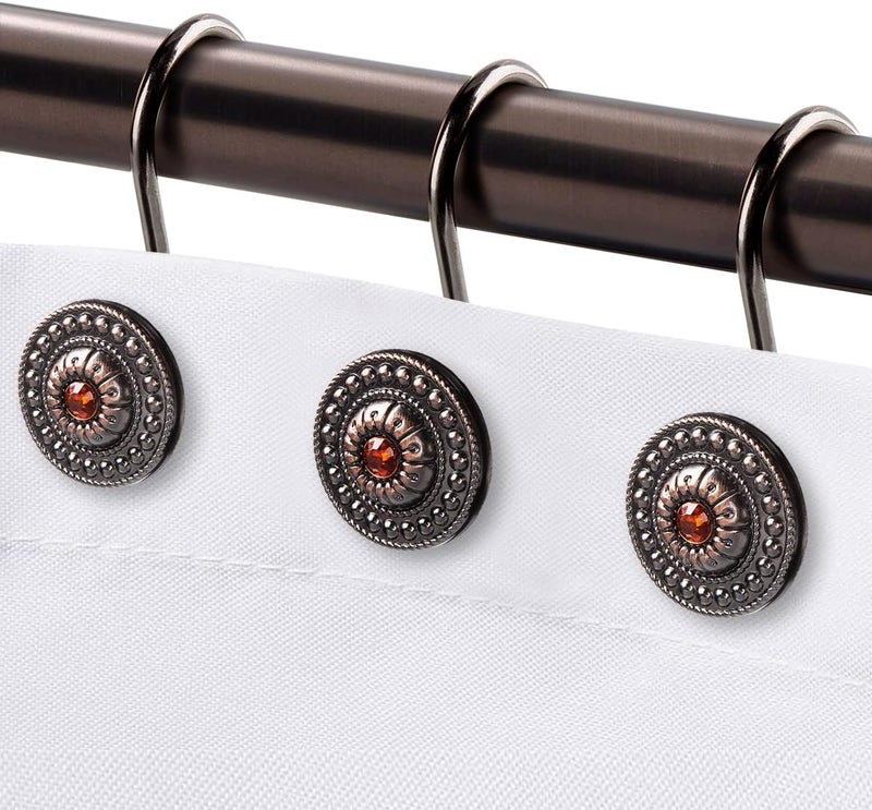 iToplin Bronze Shower Curtain Hooks, Decorative Shower Curtain Rings for Bathroom, Rust Proof Shower Hooks for Shower Curtain Liner, 12Pcs - Image 1